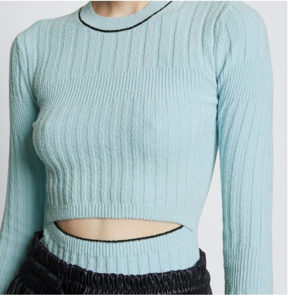 NWT Proenza Schouler Cut Out Fine Boucle Long Sleeve Crew Sweater Top